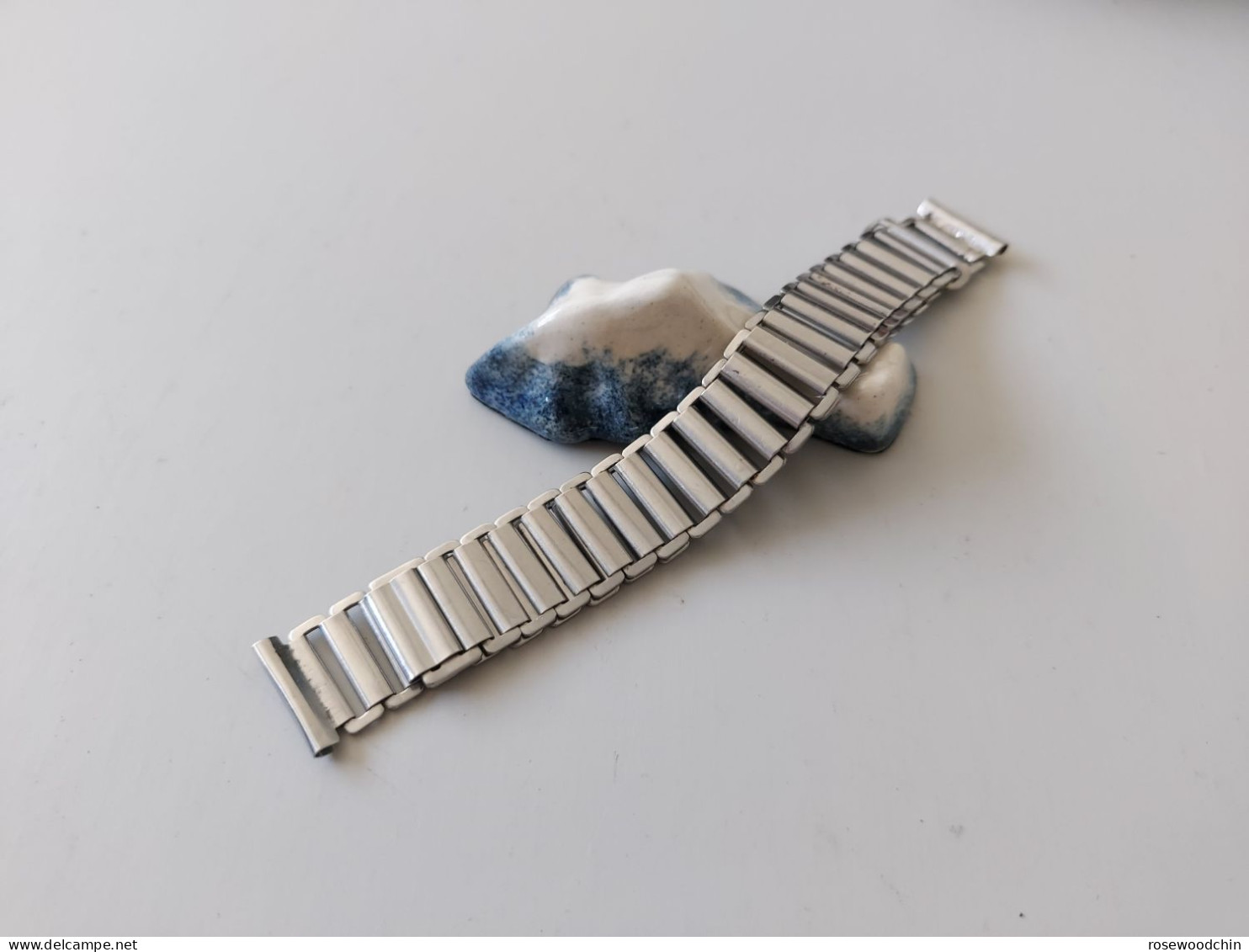 Vintage ! 50s' Swiss Everbright Stainless Steel Ladder Military Watch Bracelet Band 16mm (#93) - Taschenuhren