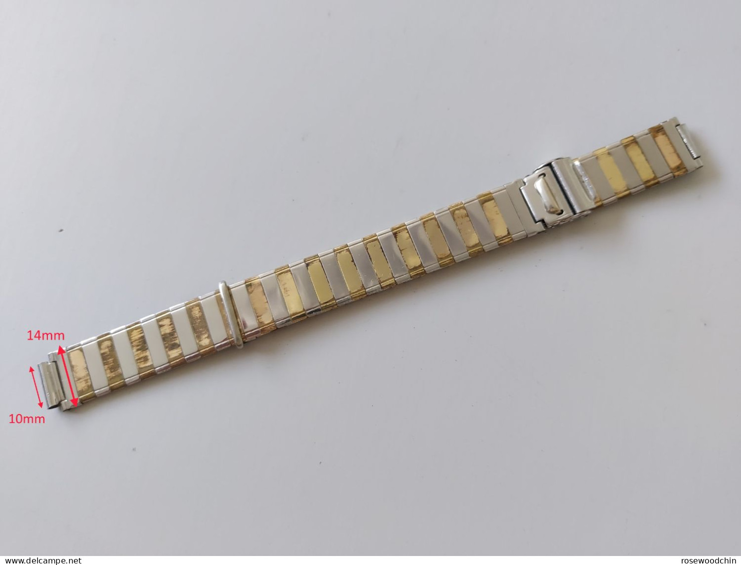 Vintage ! 50s' Germany GG Stainless Steel Roller Gold Two Tones Watch Bracelet Band 18mm (#94) - Taschenuhren