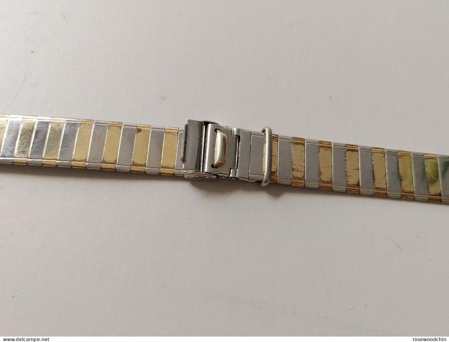 Vintage ! 50s' Germany GG Stainless Steel Roller Gold Two Tones Watch Bracelet Band 18mm (#94) - Orologi Da Polso