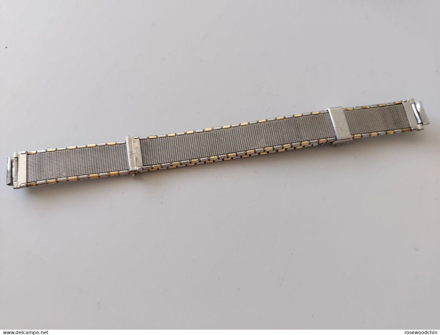 Vintage ! 50s' Germany GG Stainless Steel Roller Gold Two Tones Watch Bracelet Band 18mm (#94) - Taschenuhren