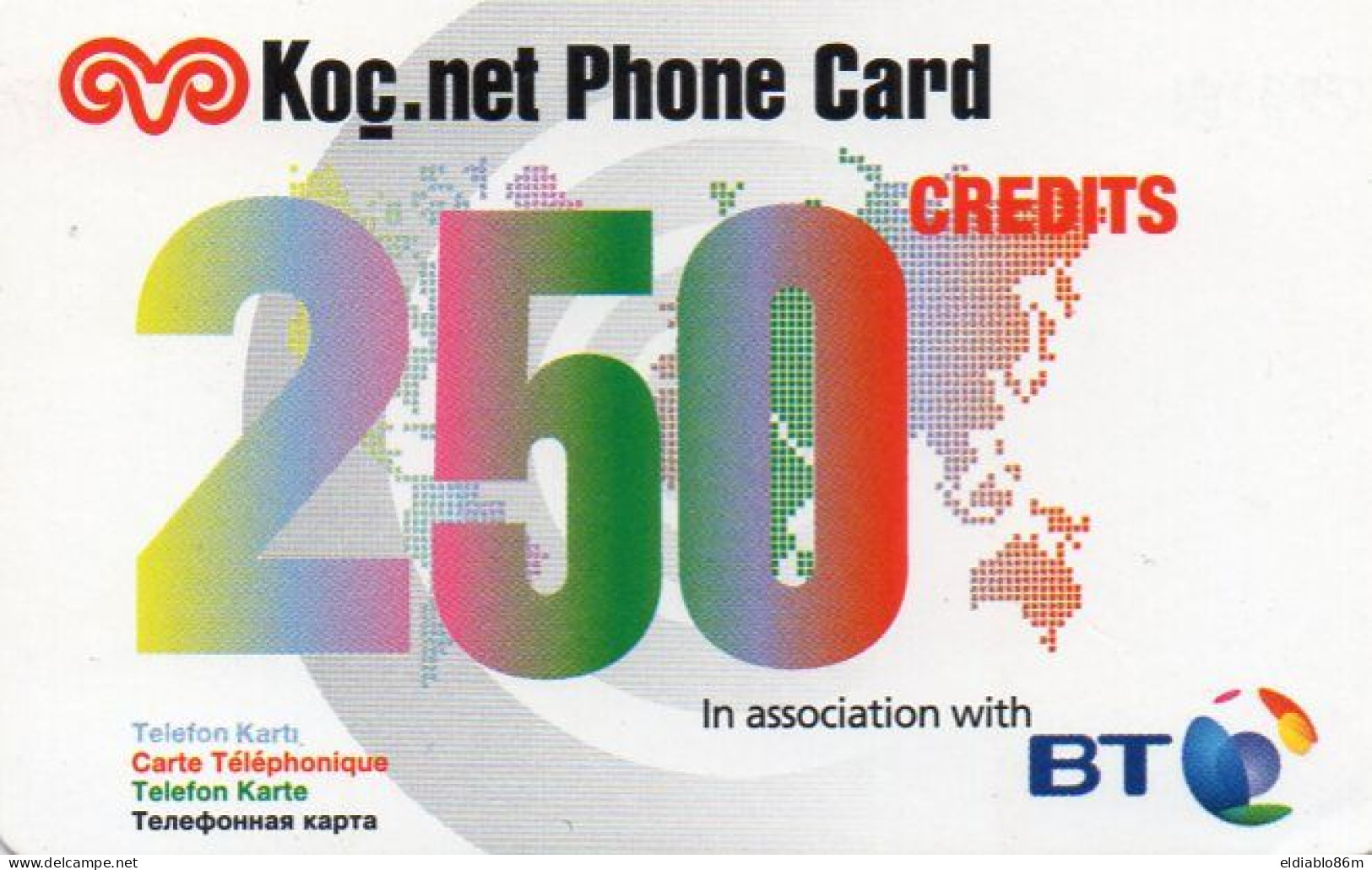 TURKEY - PREPAID - KOC NET - IN ASSOC. WITH BRITISH TELECOM - 250 CREDITS - Turquie