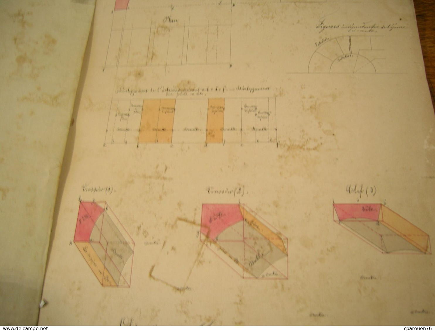 Plan Dessiné Encre Moulin à Soie Signé Bévière  Grenoble 1846 Plus Cahier D Architecture Manuscrit Et Couleurs - Macchine