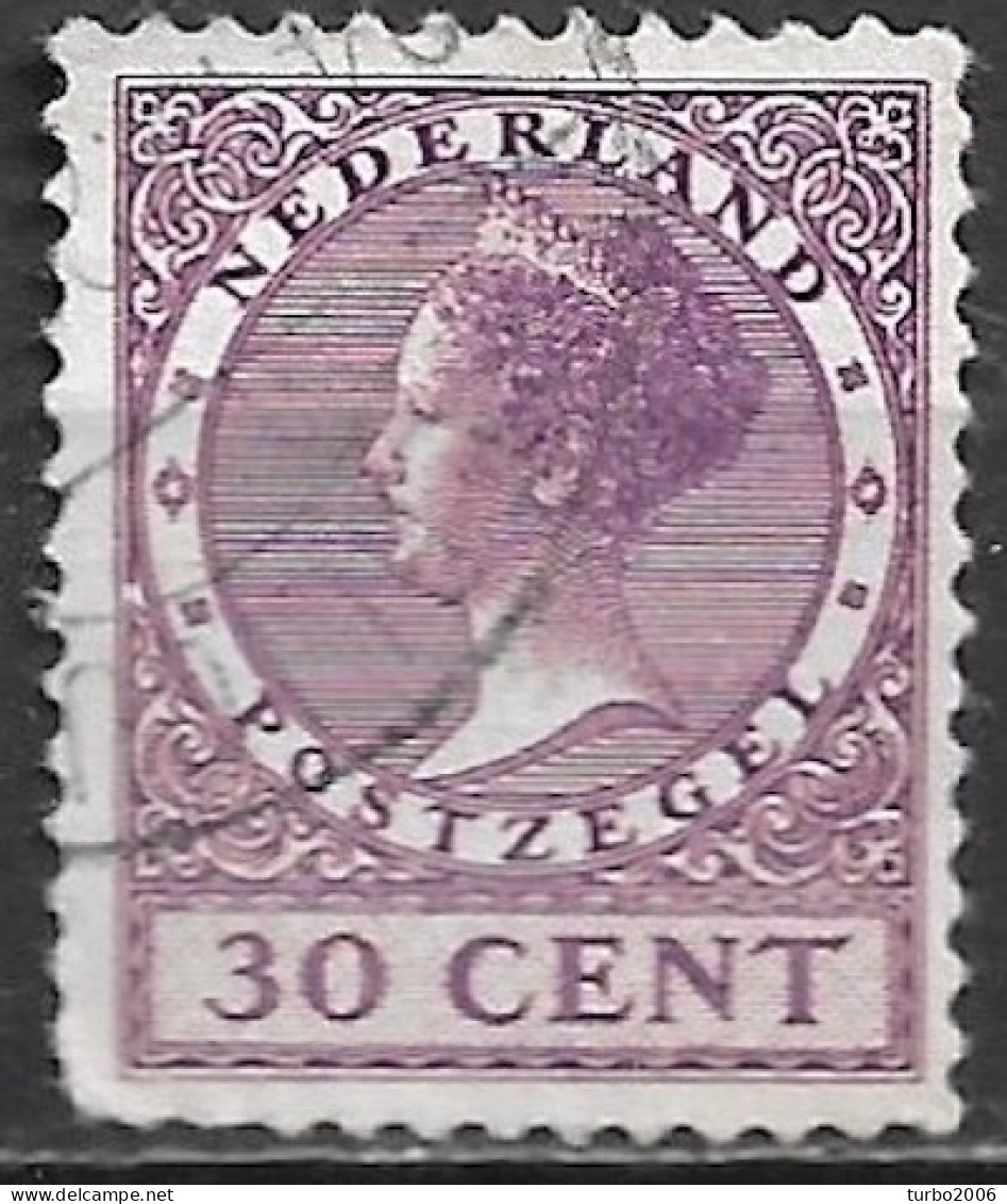 Plaatfout Wit Vlekje Linksmidden Tussen Cirkel En Velrand In 1924-1926 Kon Wilhelmina Veth 30 Ct Violet Z WM NVPH 158 PM - Plaatfouten En Curiosa