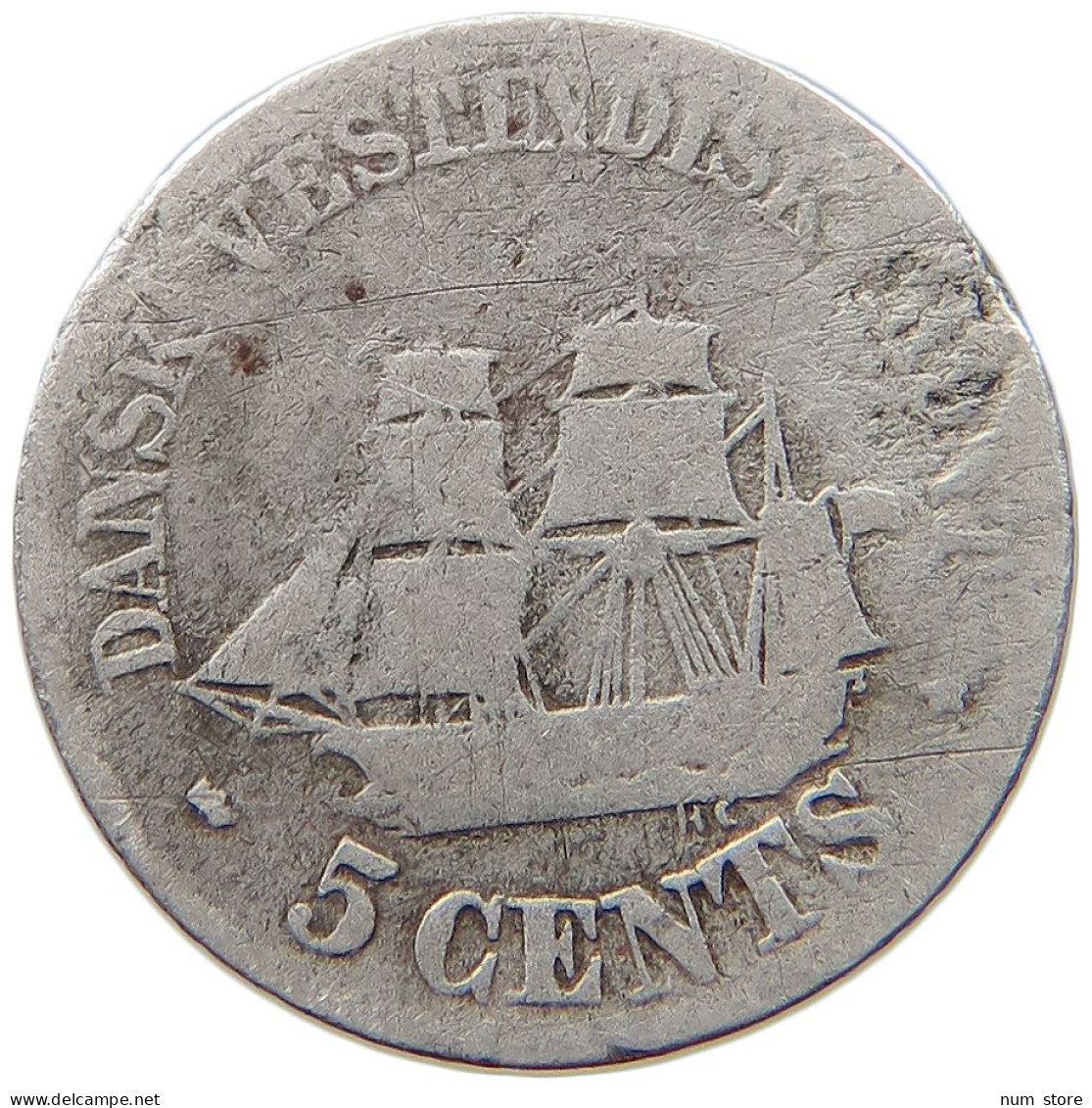 DANISH WEST INDIES 5 CENTS 1859 Frederik VII. 1848-1863 #s049 0707 - West Indies