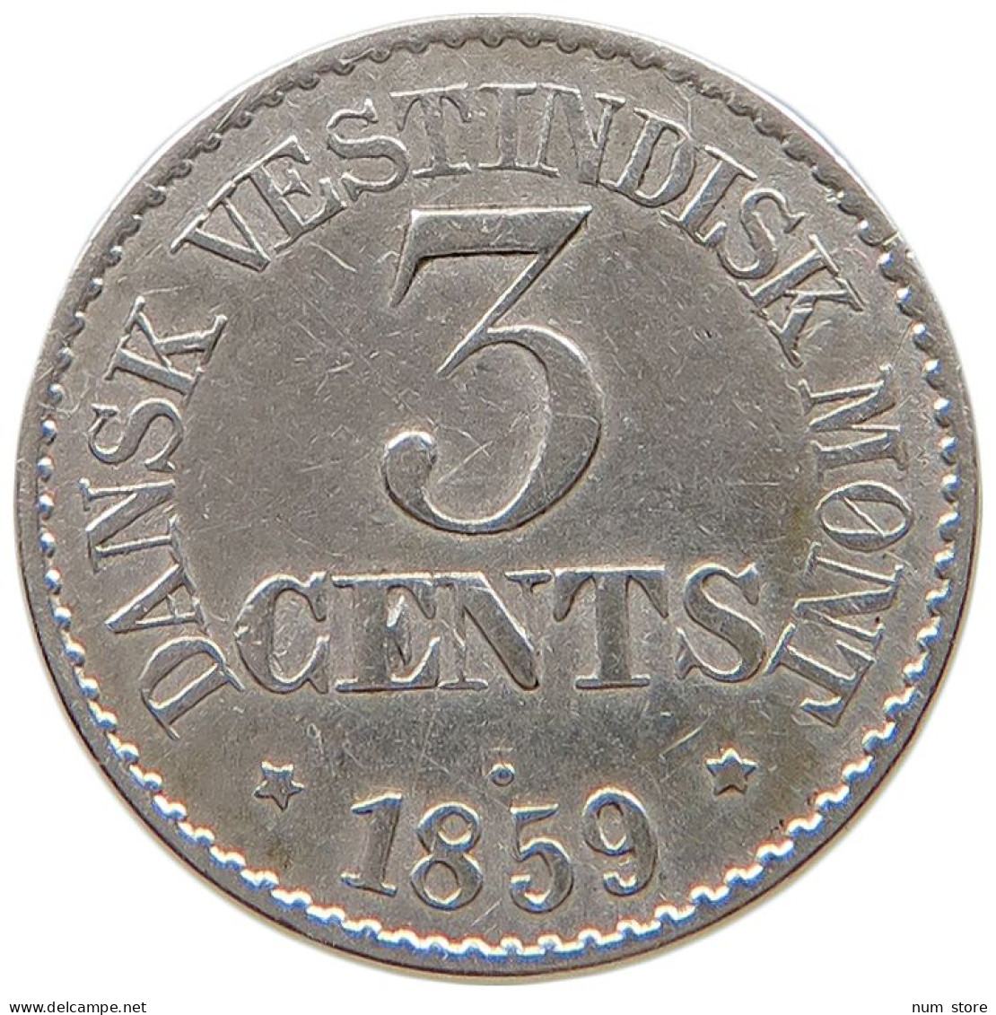 DANISH WEST INDIES 3 CENTS 1859  #t087 0133 - Antilles