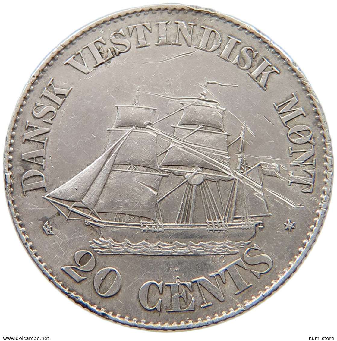 DANISH WEST INDIES 20 CENTS 1862  #t073 0141 - West Indies