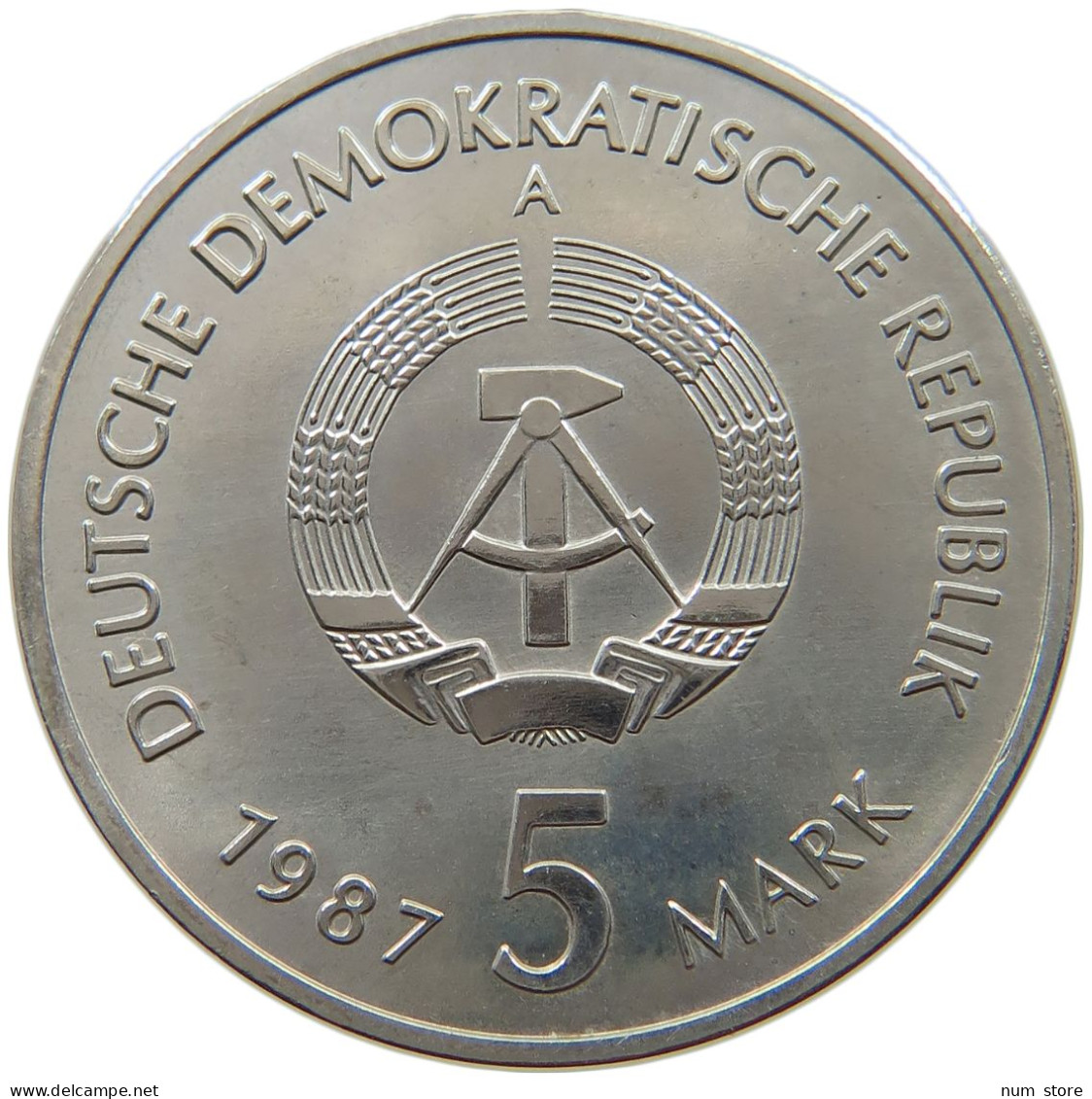 GERMANY DDR 5 MARK 1987 Nikolaiviertel #a088 0045 - 5 Marcos