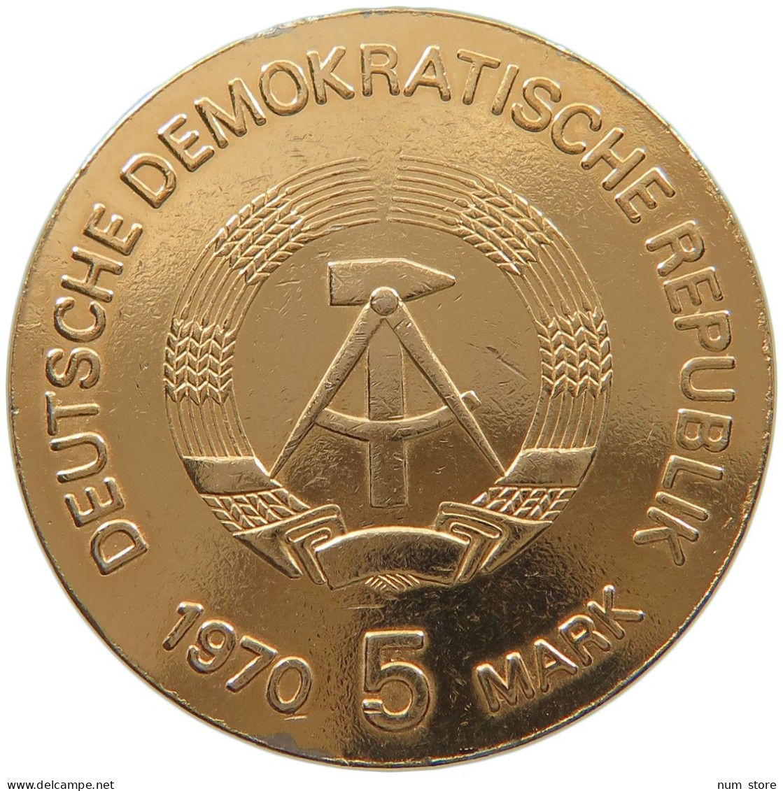 GERMANY DDR 5 MARK 1970 VERGOLDET #t138 0607 - 5 Marcos