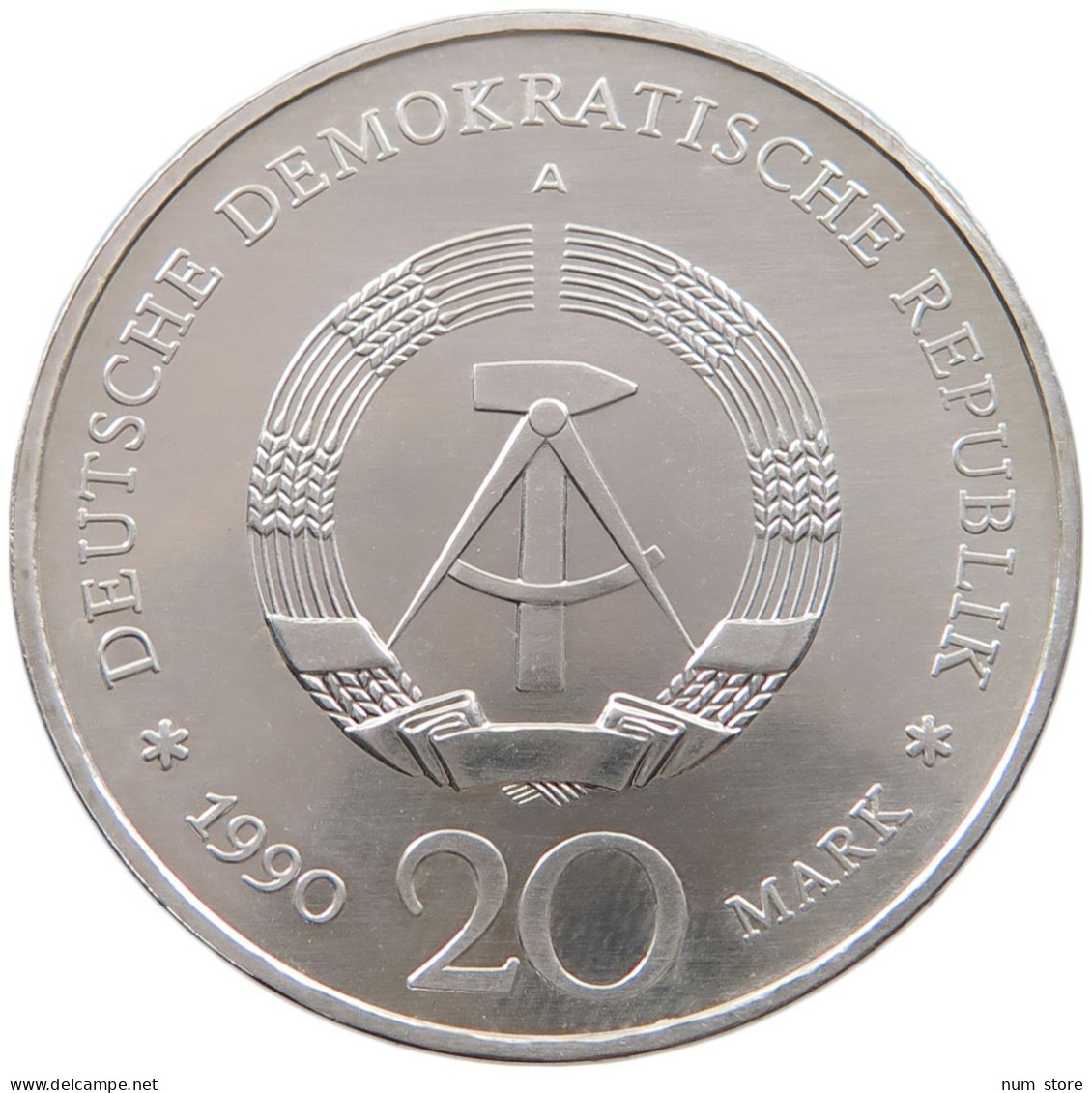 GERMANY DDR 20 MARK 1990 SILBER #t123 0215 - 20 Marcos