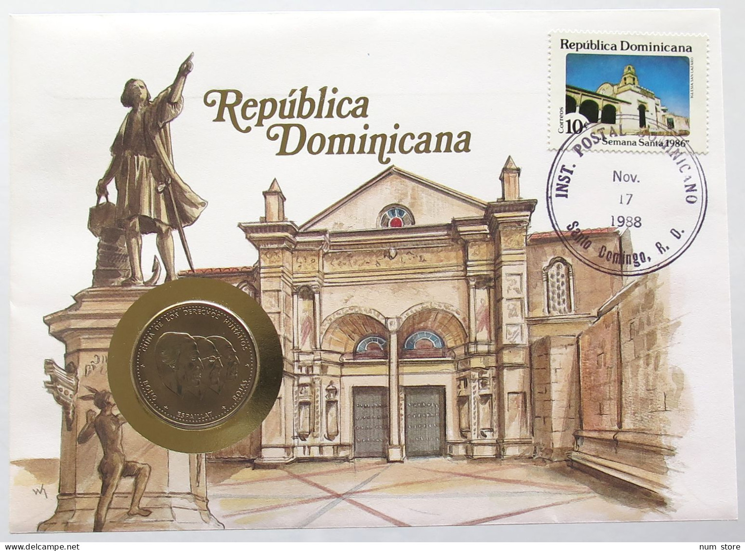 DOMINICAN REPUBLIC STATIONERY 1/2 PESO 1987  #bs18 0011 - Dominicaine