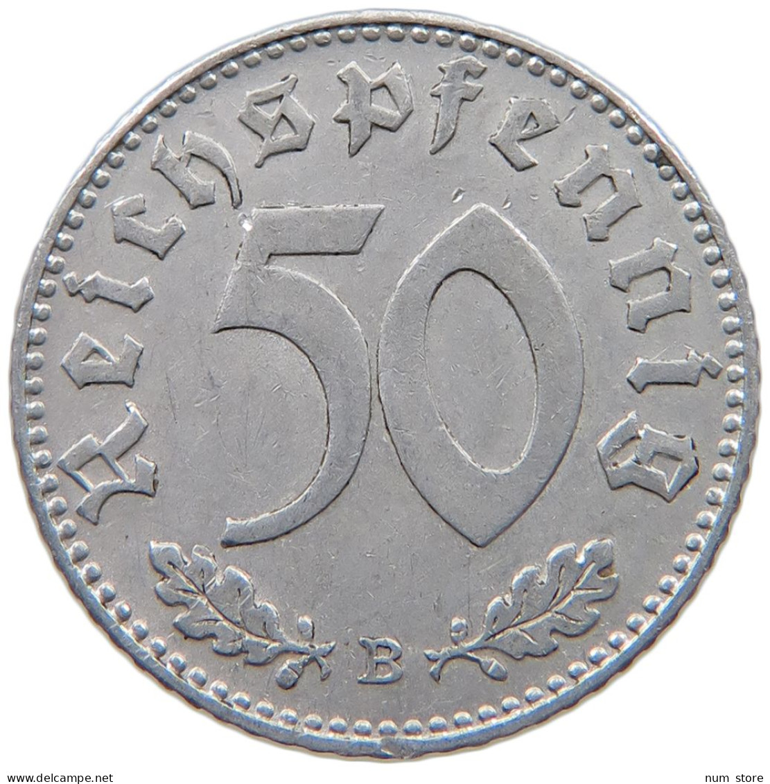 DRITTES REICH 50 PFENNIG 1943 B  #a051 0301 - 50 Reichspfennig