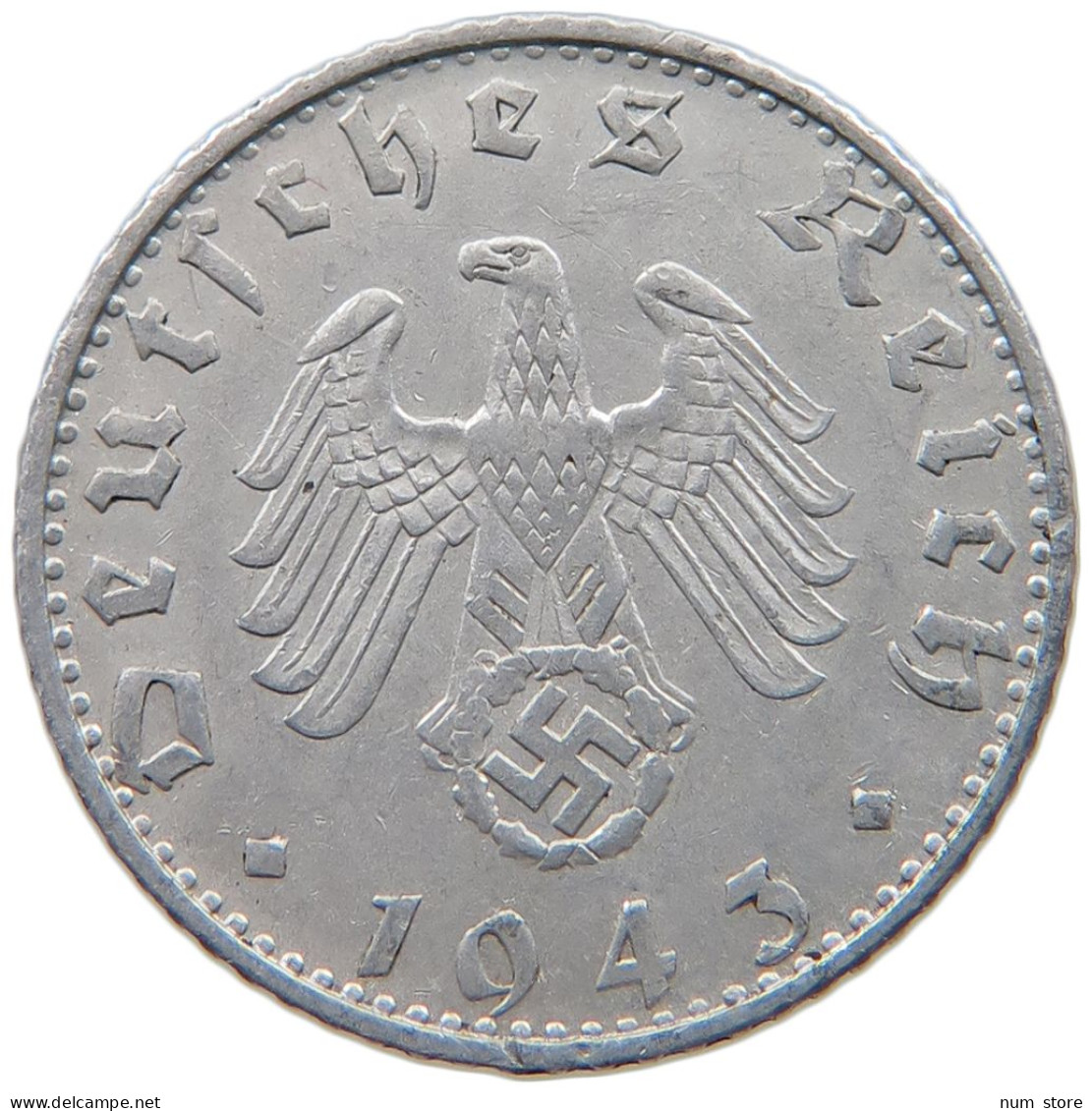 DRITTES REICH 50 PFENNIG 1943 B  #a051 0301 - 50 Reichspfennig