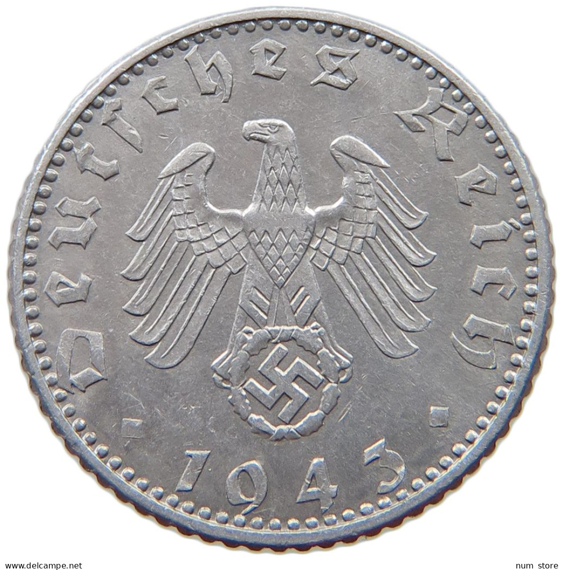 DRITTES REICH 50 PFENNIG 1943 A  #a021 0799 - 50 Reichspfennig