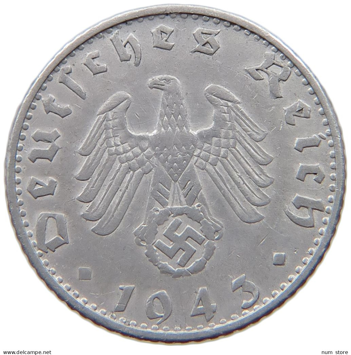 DRITTES REICH 50 PFENNIG 1943 B  #a021 0791 - 50 Reichspfennig