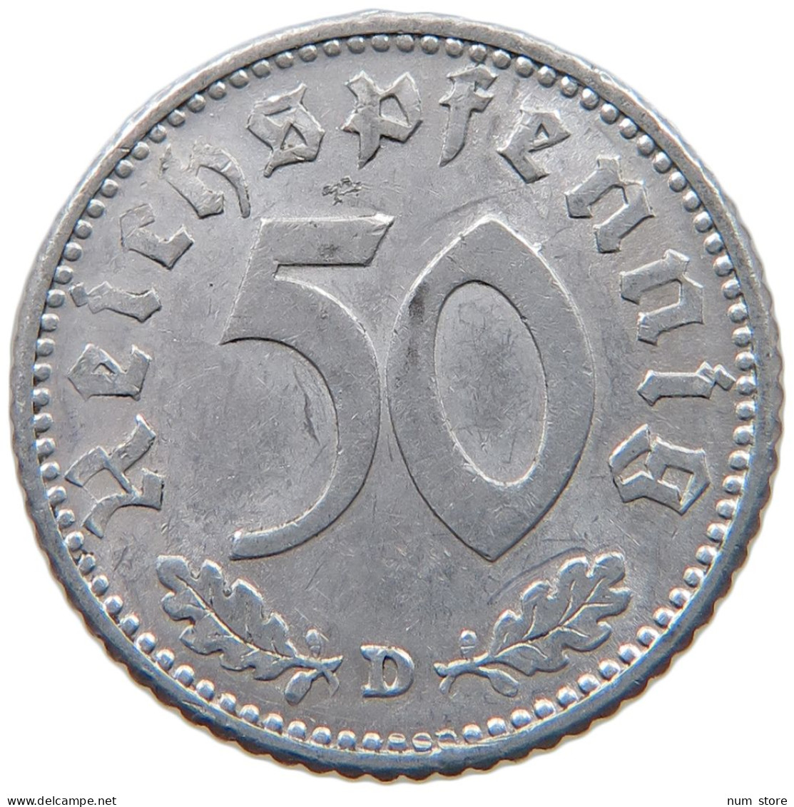 DRITTES REICH 50 PFENNIG 1940 D  #a051 0307 - 50 Reichspfennig