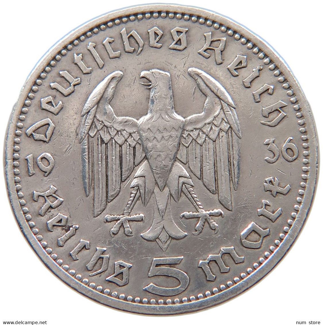 DRITTES REICH 5 MARK 1936 A  #a052 0091 - 5 Reichsmark