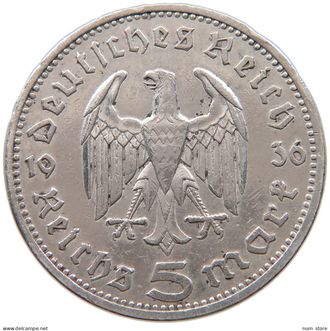 DRITTES REICH 5 MARK 1936 A  #a048 0359 - 5 Reichsmark
