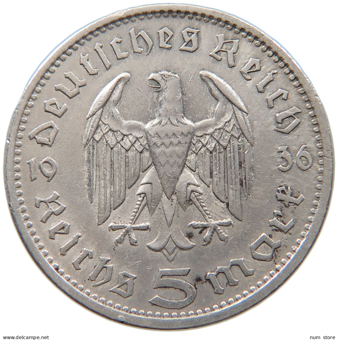 DRITTES REICH 5 MARK 1936 A  #a048 0347 - 5 Reichsmark