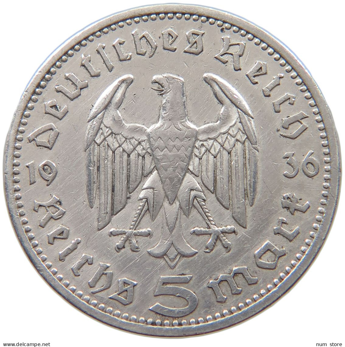 DRITTES REICH 5 MARK 1936 A  #a003 0119 - 5 Reichsmark