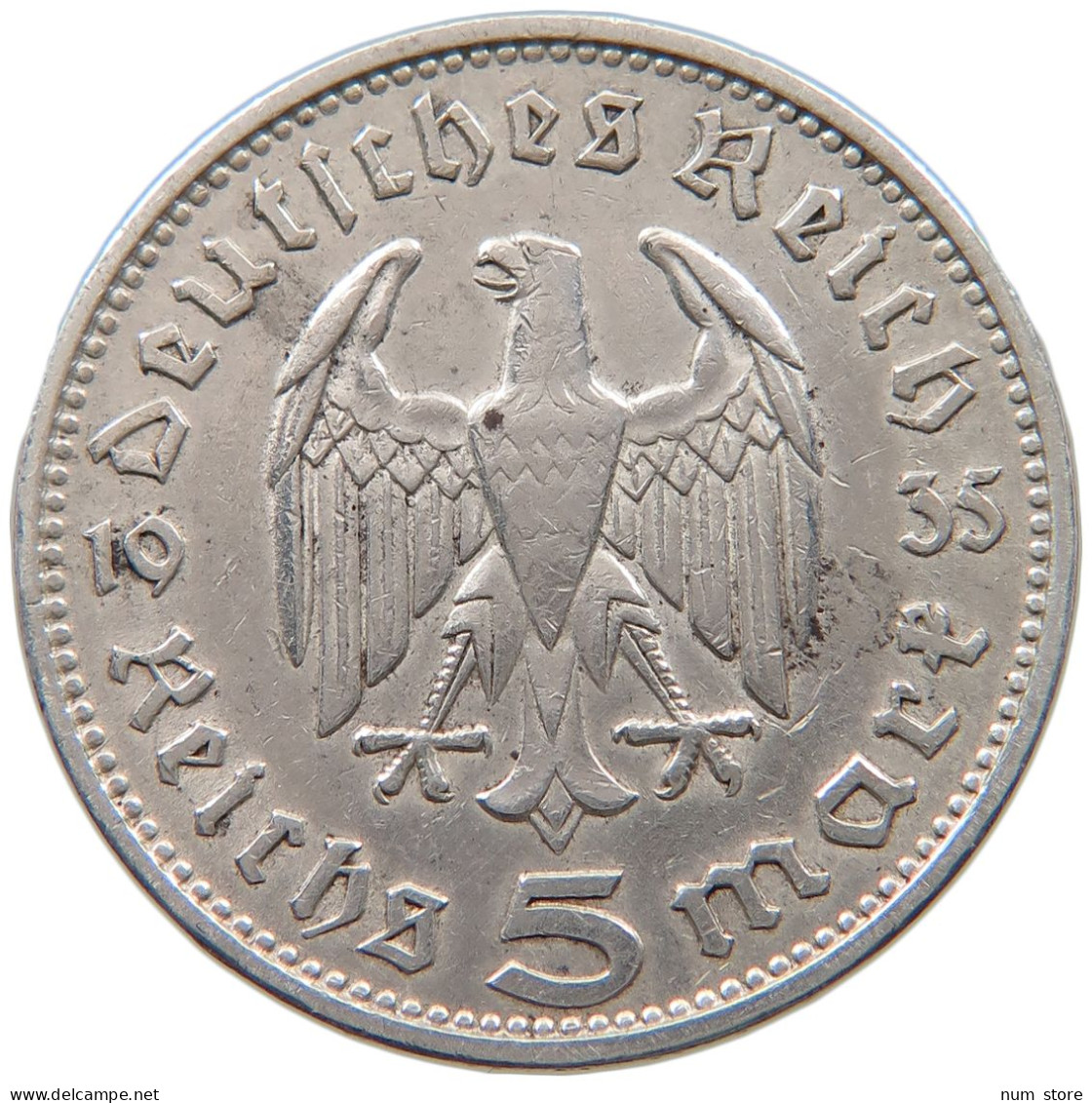 DRITTES REICH 5 MARK 1935 J  #a048 0373 - 5 Reichsmark