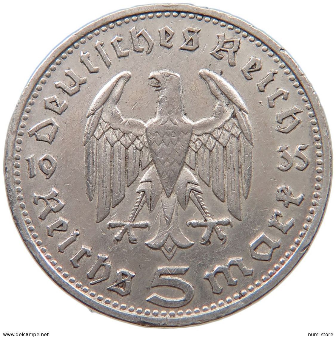 DRITTES REICH 5 MARK 1935 D  #a048 0381 - 5 Reichsmark