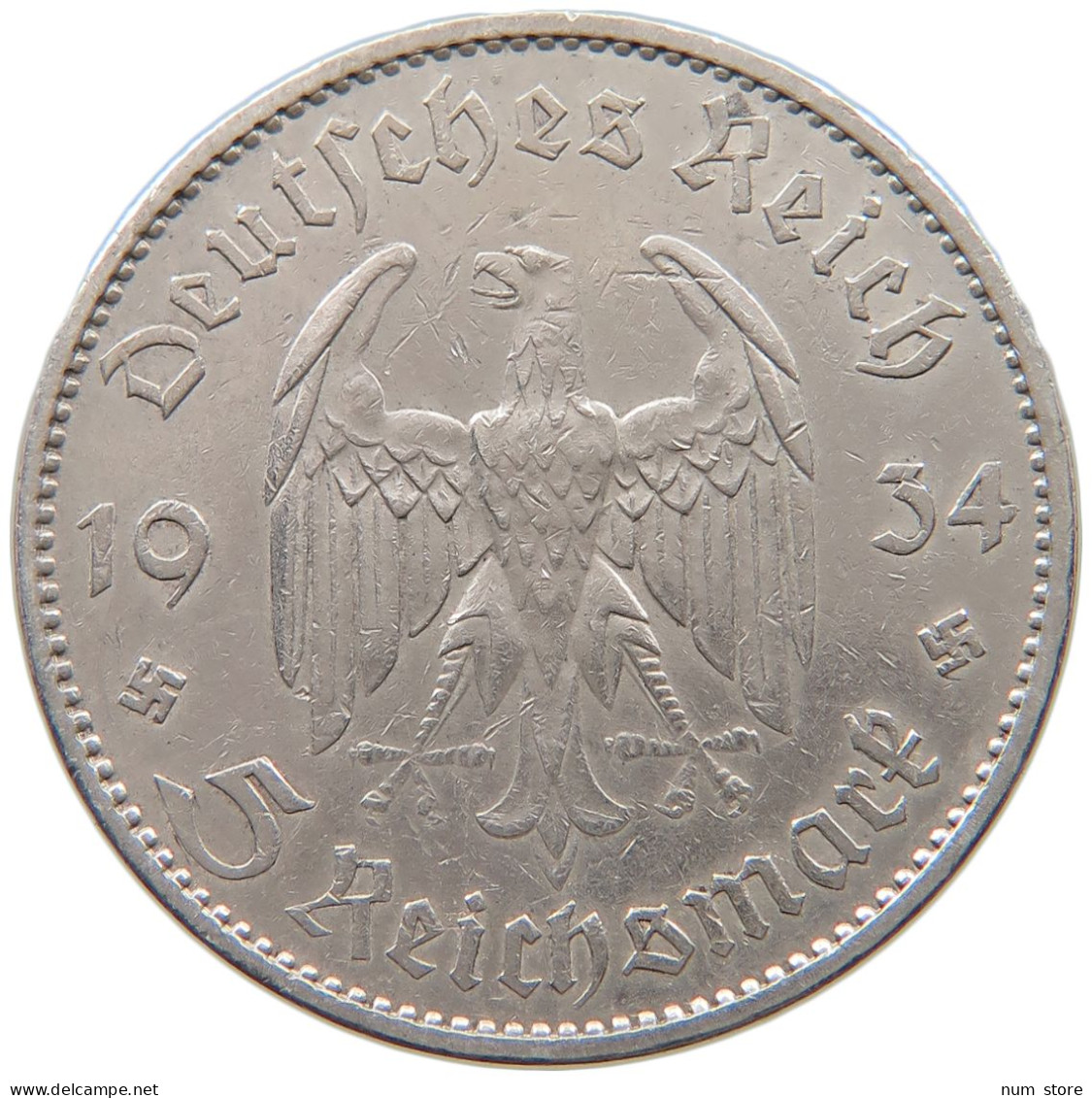 DRITTES REICH 5 MARK 1934 A  #a048 0341 - 5 Reichsmark
