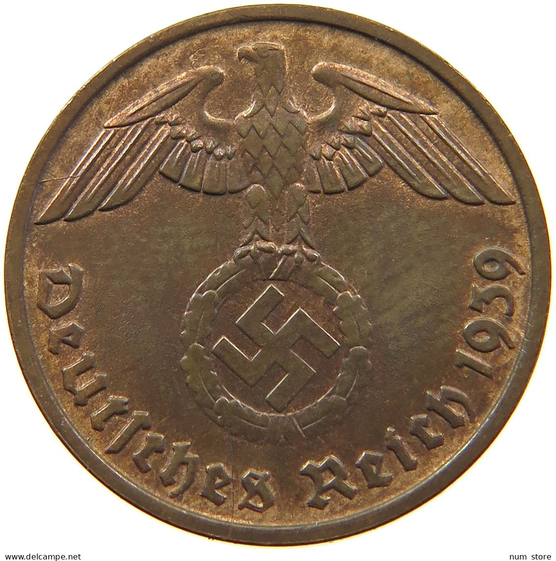 DRITTES REICH 2 PFENNIG 1939 D  #a032 0367 - 2 Reichspfennig