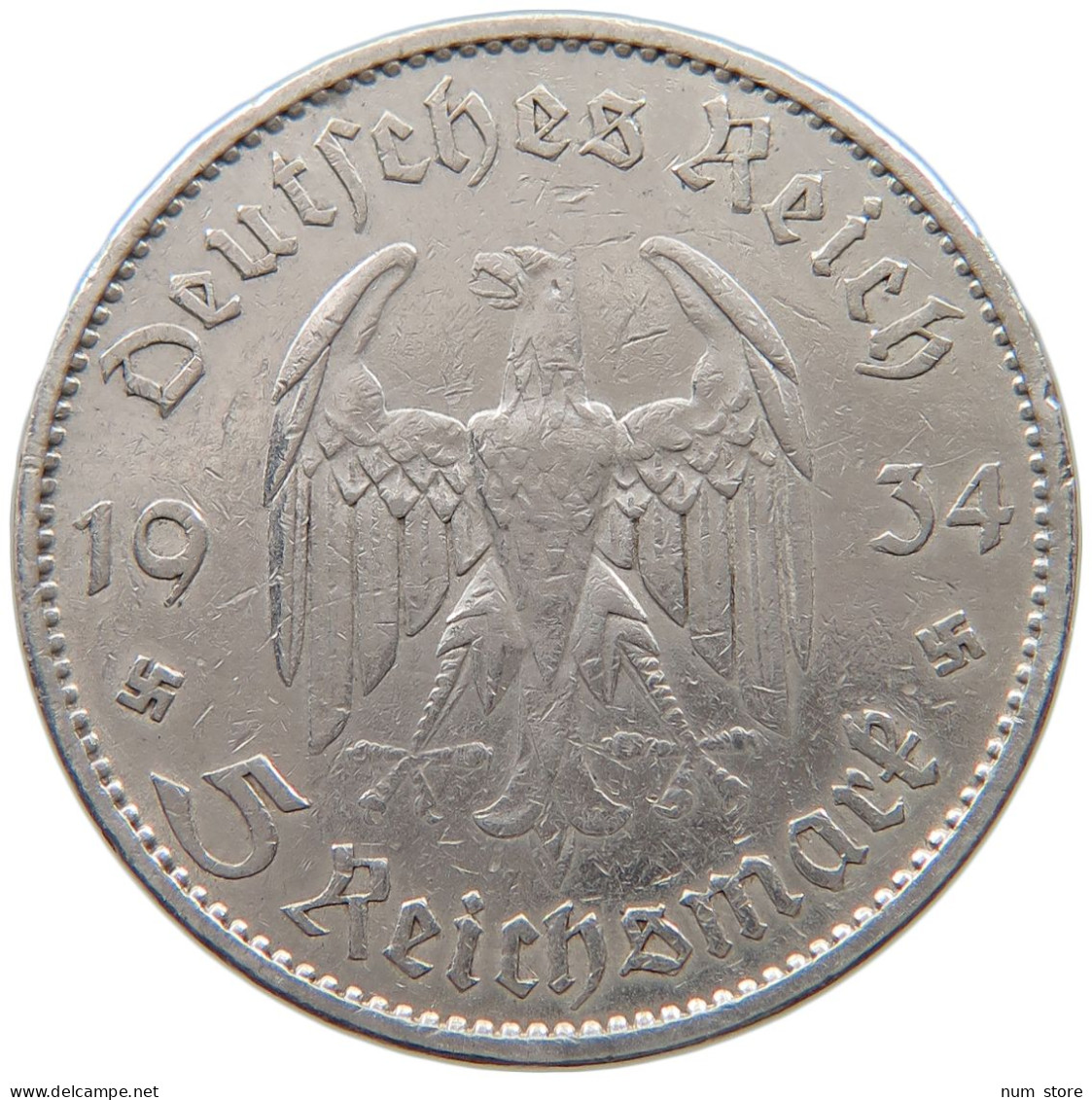 DRITTES REICH 5 MARK 1934 A  #a048 0313 - 5 Reichsmark