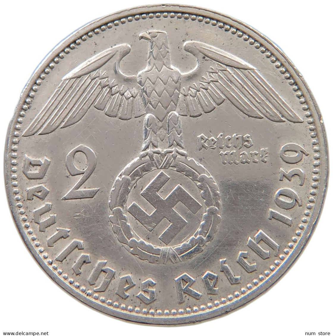 DRITTES REICH 2 MARK 1939 J  #a049 0077 - 2 Reichsmark