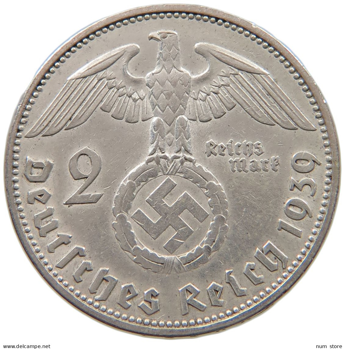 DRITTES REICH 2 MARK 1939 J  #a049 0013 - 2 Reichsmark