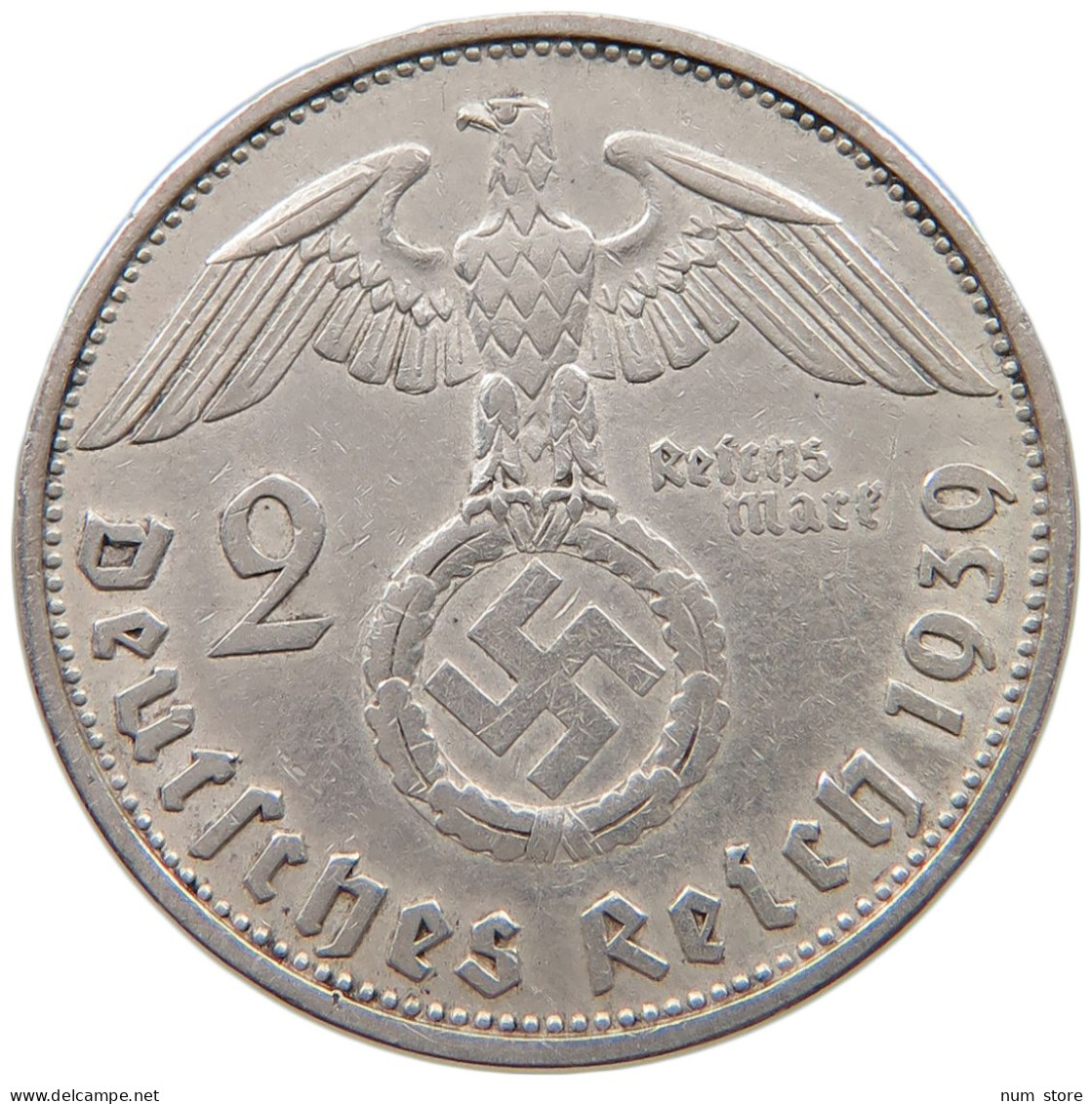 DRITTES REICH 2 MARK 1939 B  #a049 0129 - 2 Reichsmark