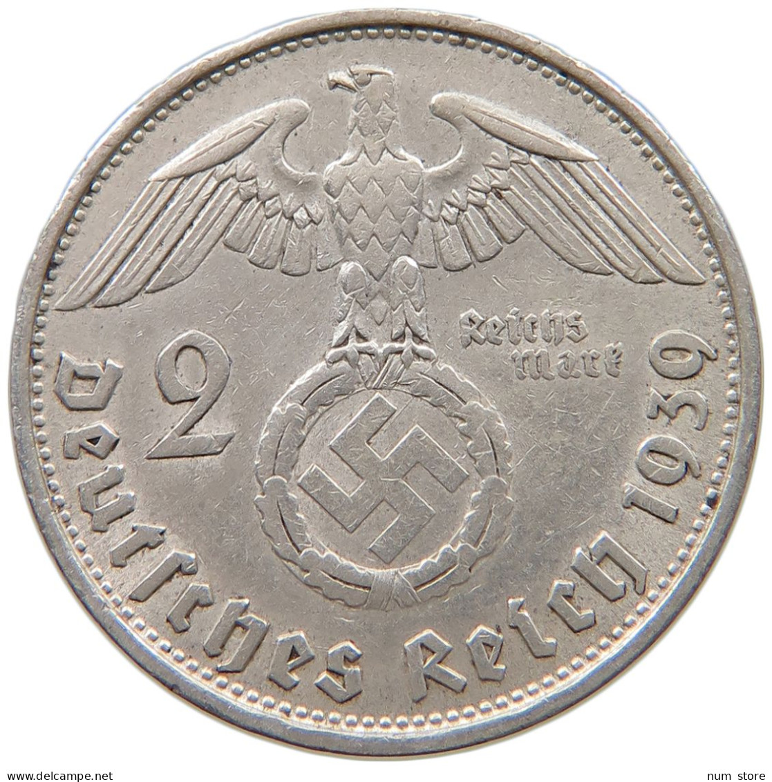 DRITTES REICH 2 MARK 1939 B  #a049 0183 - 2 Reichsmark