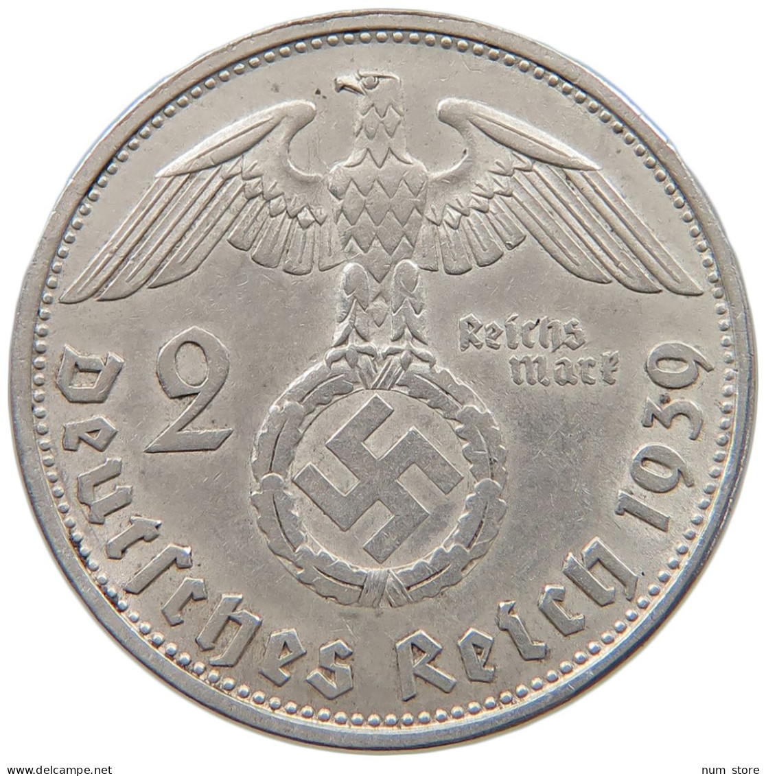 DRITTES REICH 2 MARK 1939 B  #a049 0055 - 2 Reichsmark