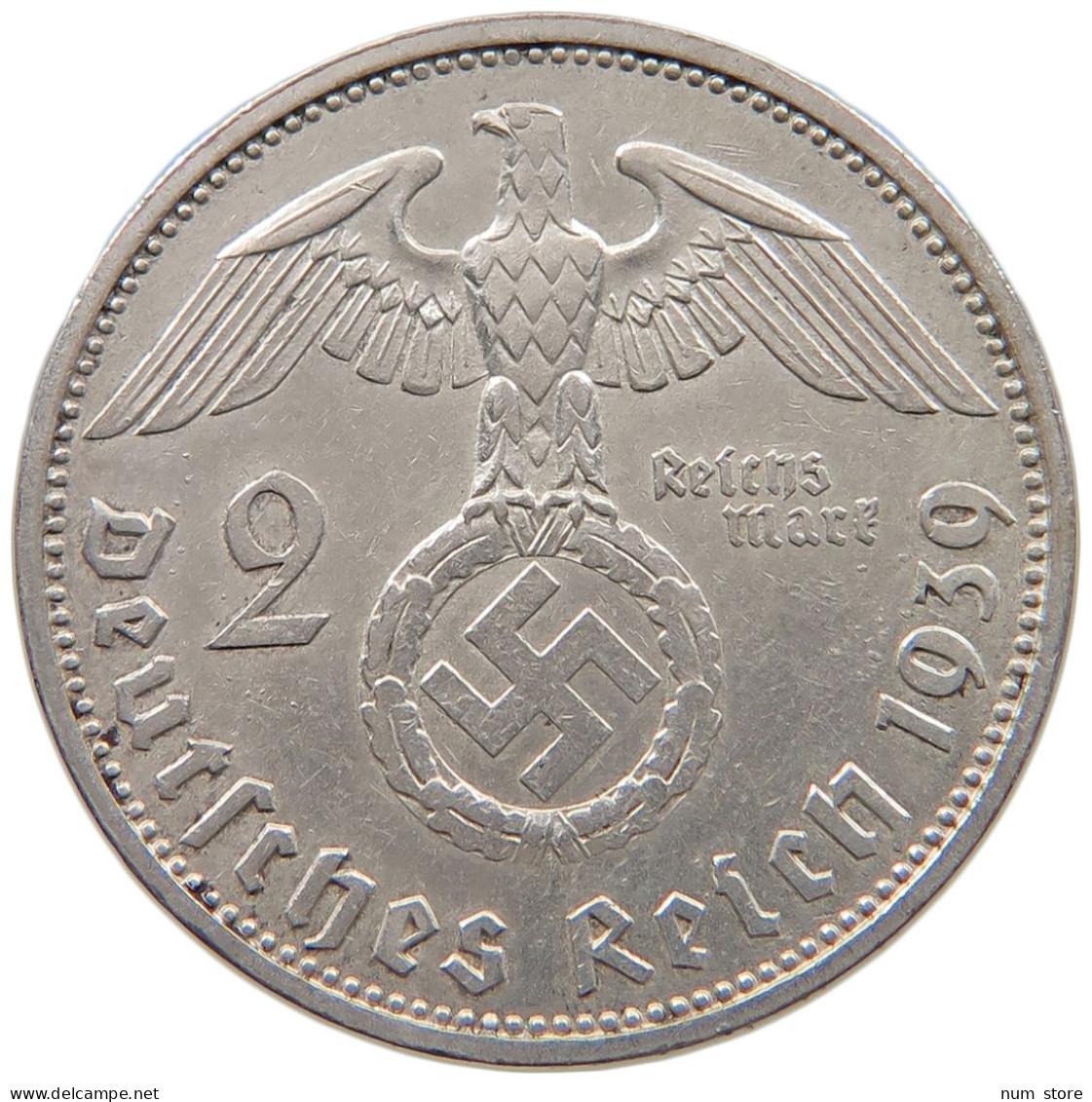 DRITTES REICH 2 MARK 1939 A  #a049 0021 - 2 Reichsmark