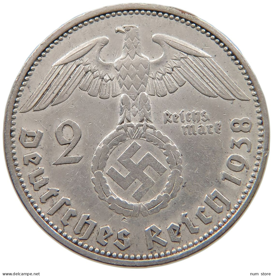 DRITTES REICH 2 MARK 1938 J  #a049 0049 - 2 Reichsmark