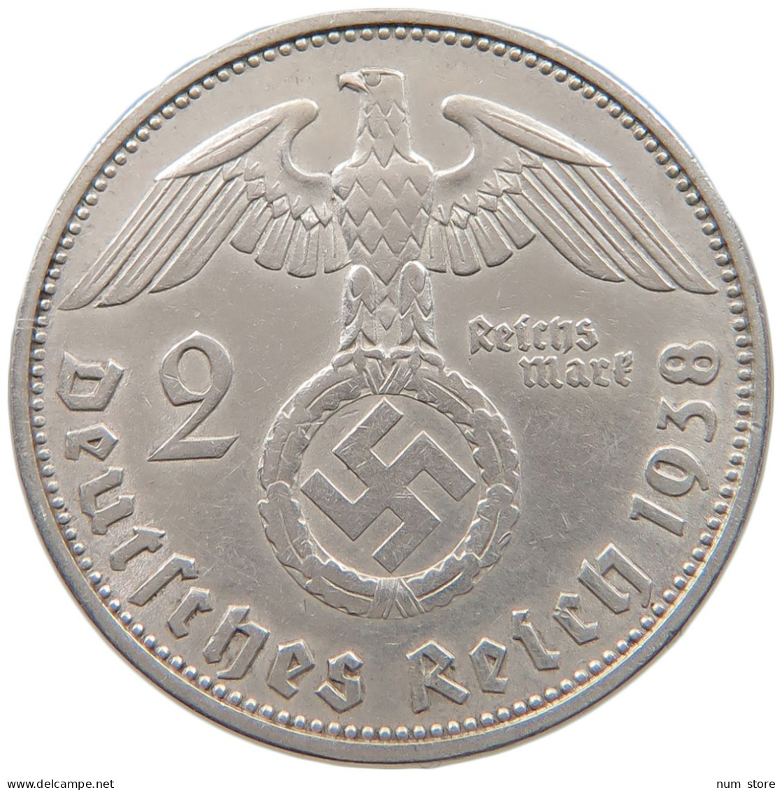 DRITTES REICH 2 MARK 1938 F  #a049 0075 - 2 Reichsmark