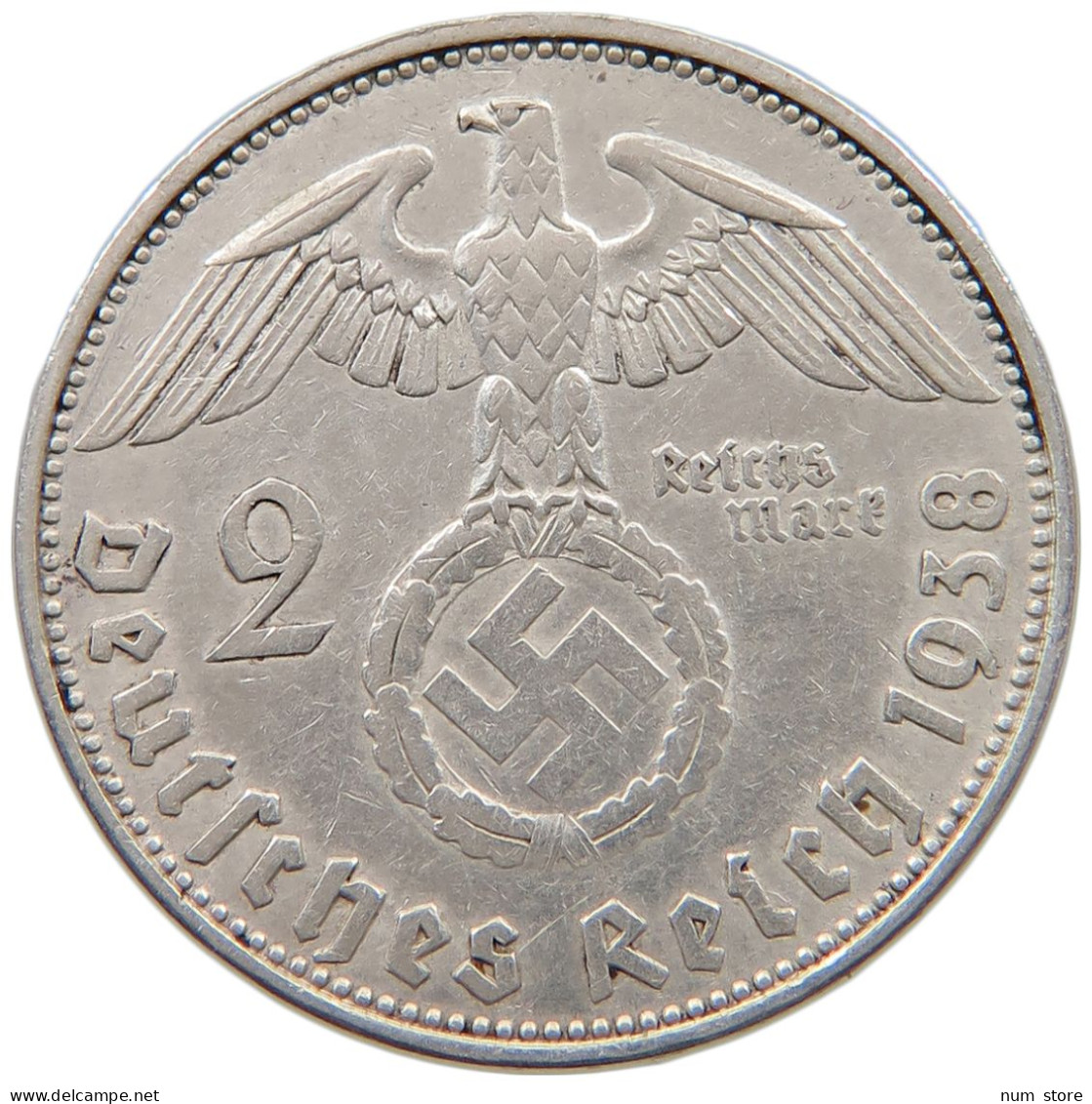 DRITTES REICH 2 MARK 1938 E  #a049 0043 - 2 Reichsmark