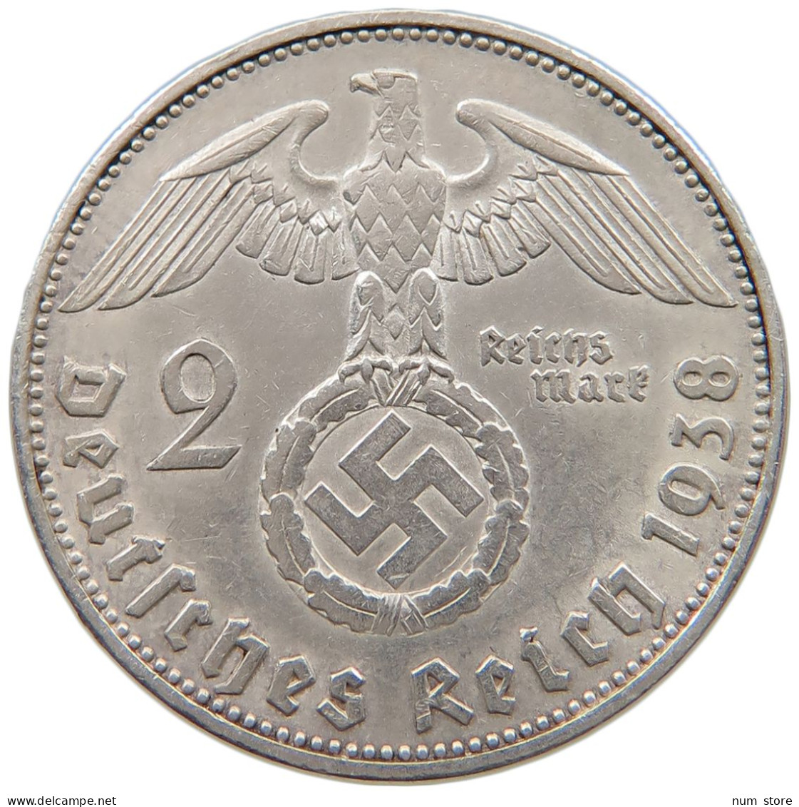 DRITTES REICH 2 MARK 1938 E  #a049 0069 - 2 Reichsmark