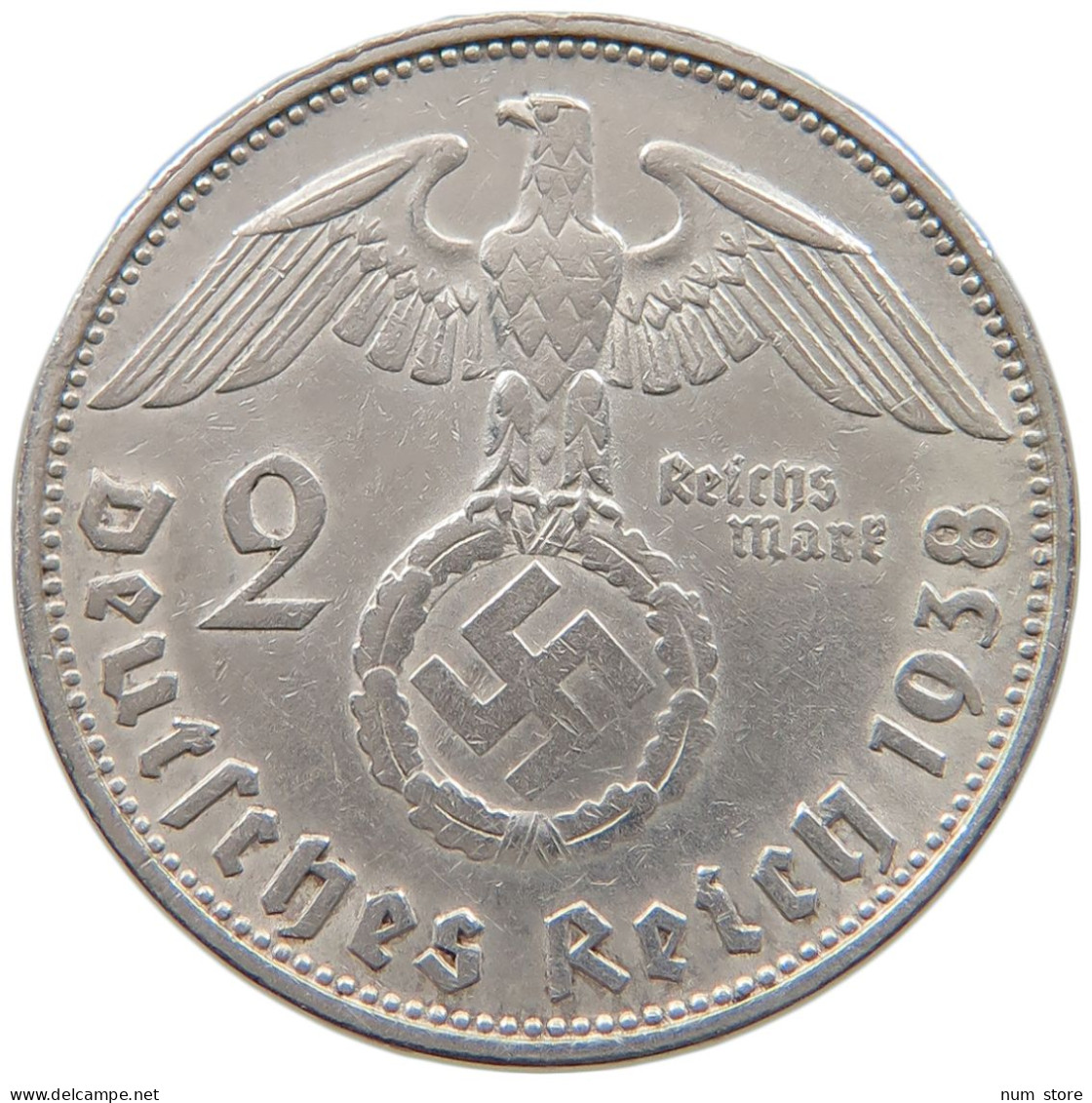 DRITTES REICH 2 MARK 1938 E  #a049 0065 - 2 Reichsmark