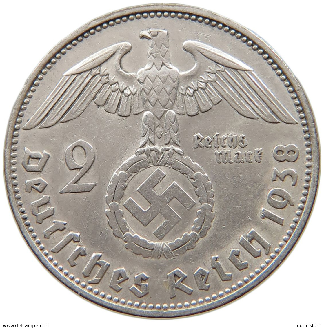 DRITTES REICH 2 MARK 1938 E  #a003 0351 - 2 Reichsmark