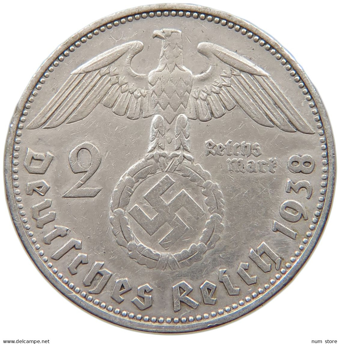 DRITTES REICH 2 MARK 1938 E  #a003 0345 - 2 Reichsmark