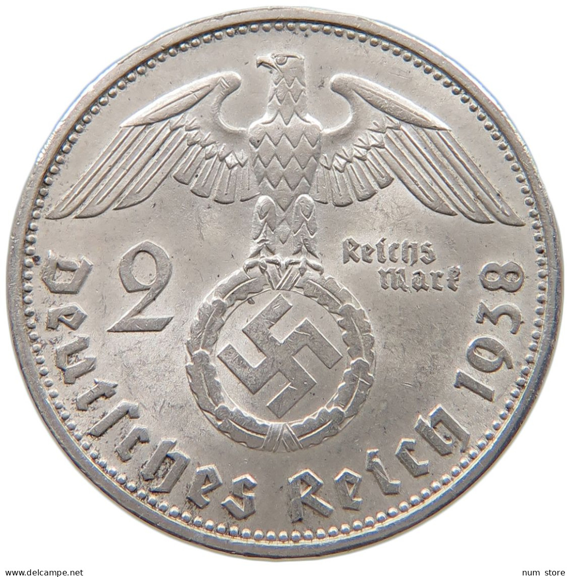 DRITTES REICH 2 MARK 1938 B  #a049 0091 - 2 Reichsmark