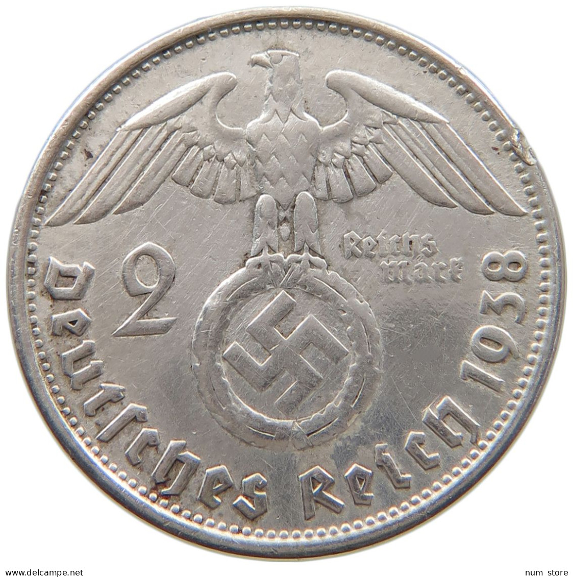 DRITTES REICH 2 MARK 1938 B  #a049 0093 - 2 Reichsmark