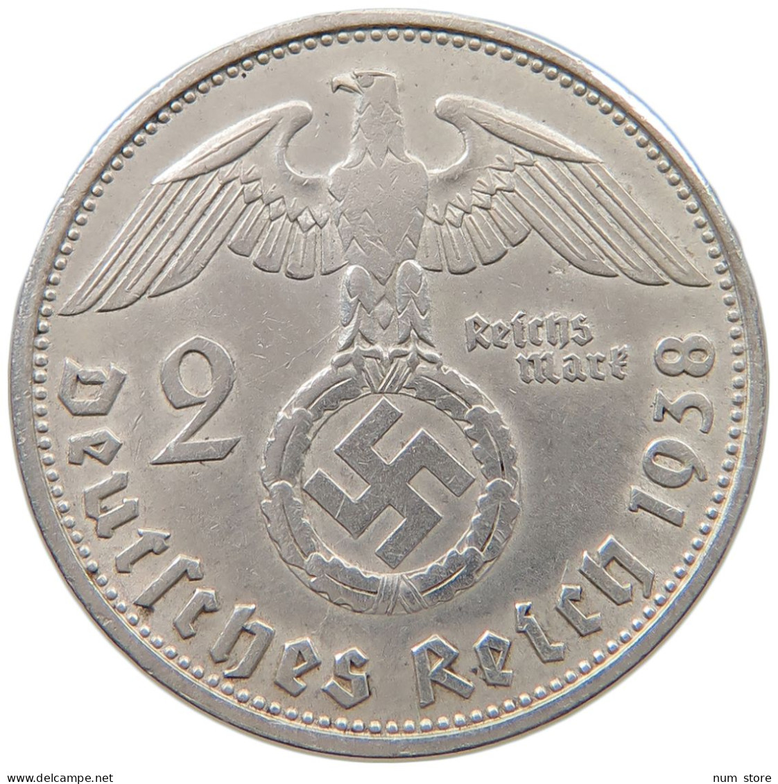 DRITTES REICH 2 MARK 1938 B  #a049 0117 - 2 Reichsmark