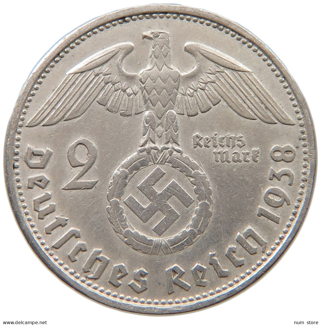 DRITTES REICH 2 MARK 1938 B  #a049 0073 - 2 Reichsmark