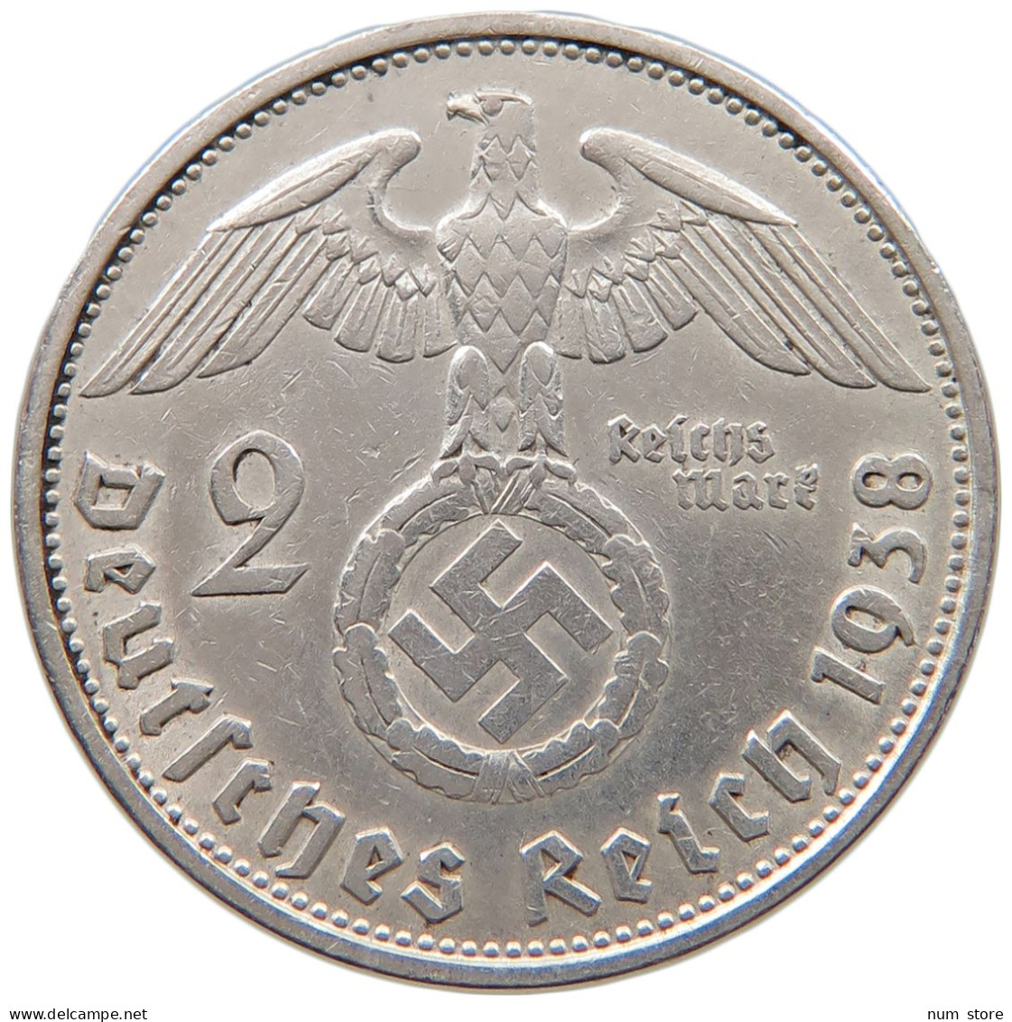 DRITTES REICH 2 MARK 1938 B  #a049 0059 - 2 Reichsmark