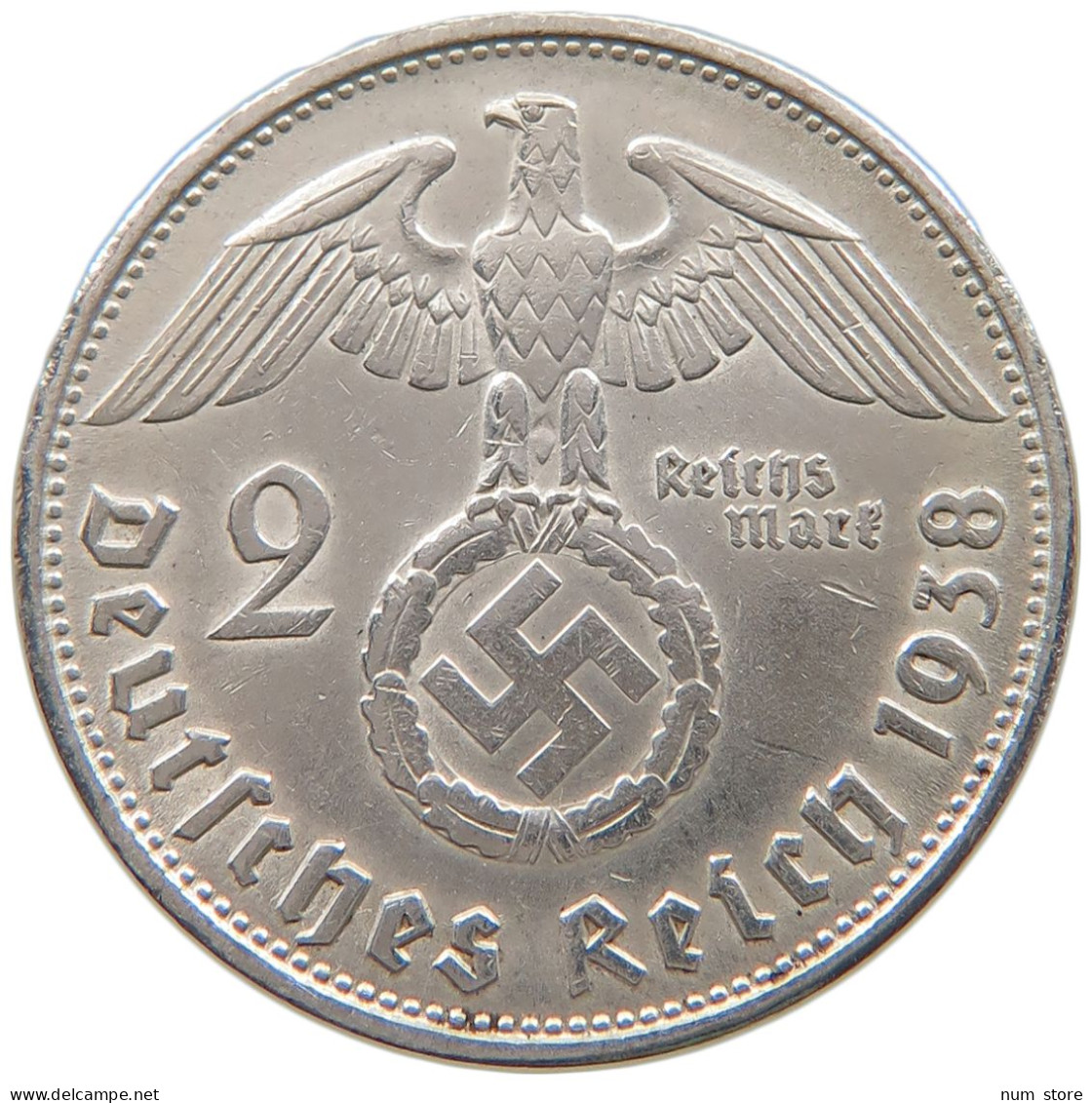 DRITTES REICH 2 MARK 1938 B  #a048 0483 - 2 Reichsmark