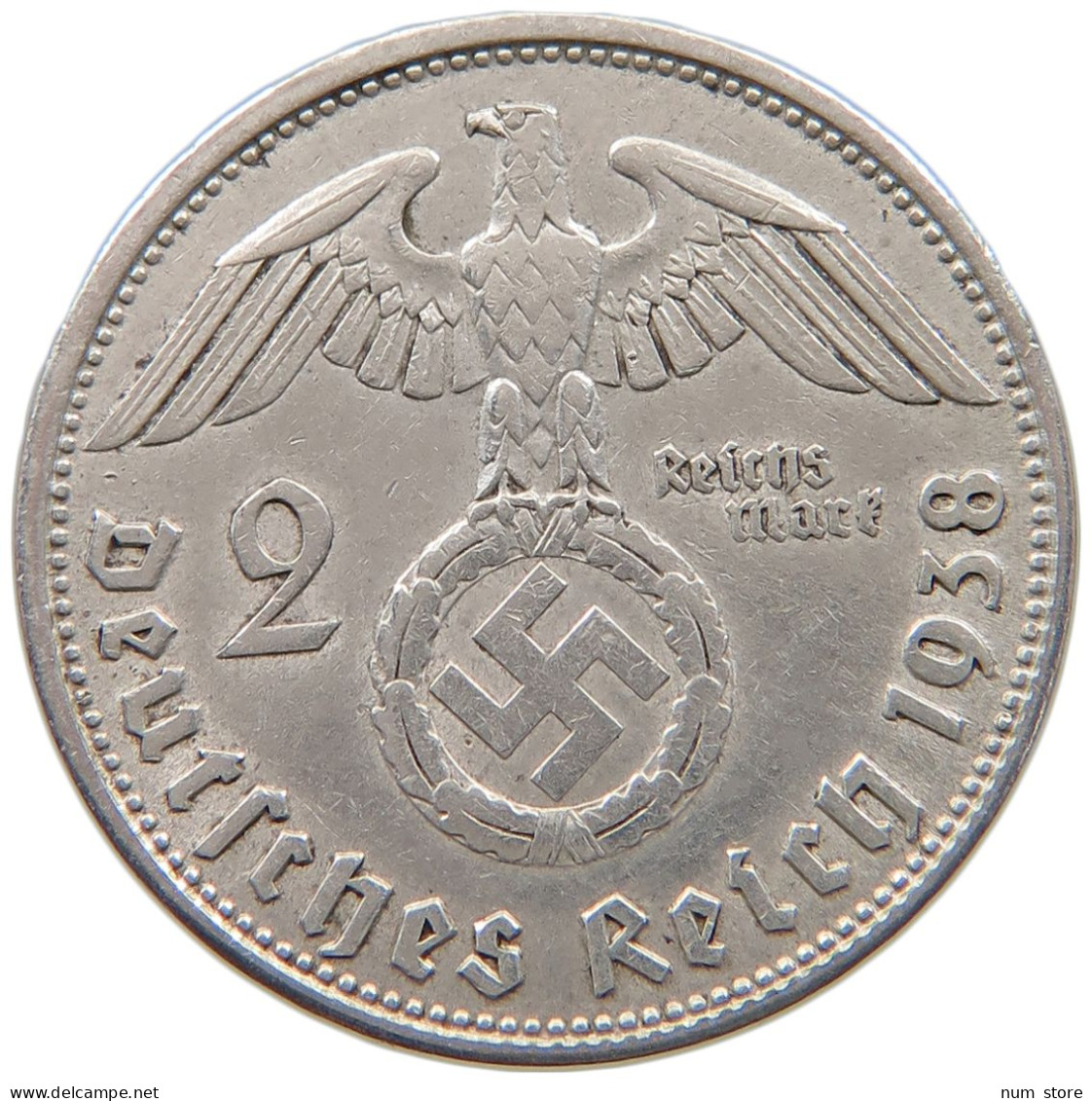 DRITTES REICH 2 MARK 1938 B  #a049 0051 - 2 Reichsmark