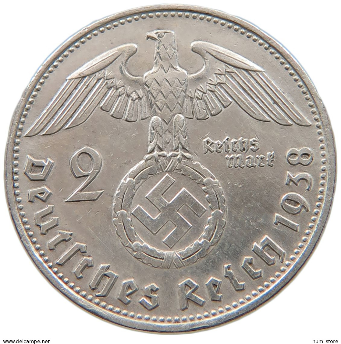 DRITTES REICH 2 MARK 1938 B  #a048 0501 - 2 Reichsmark