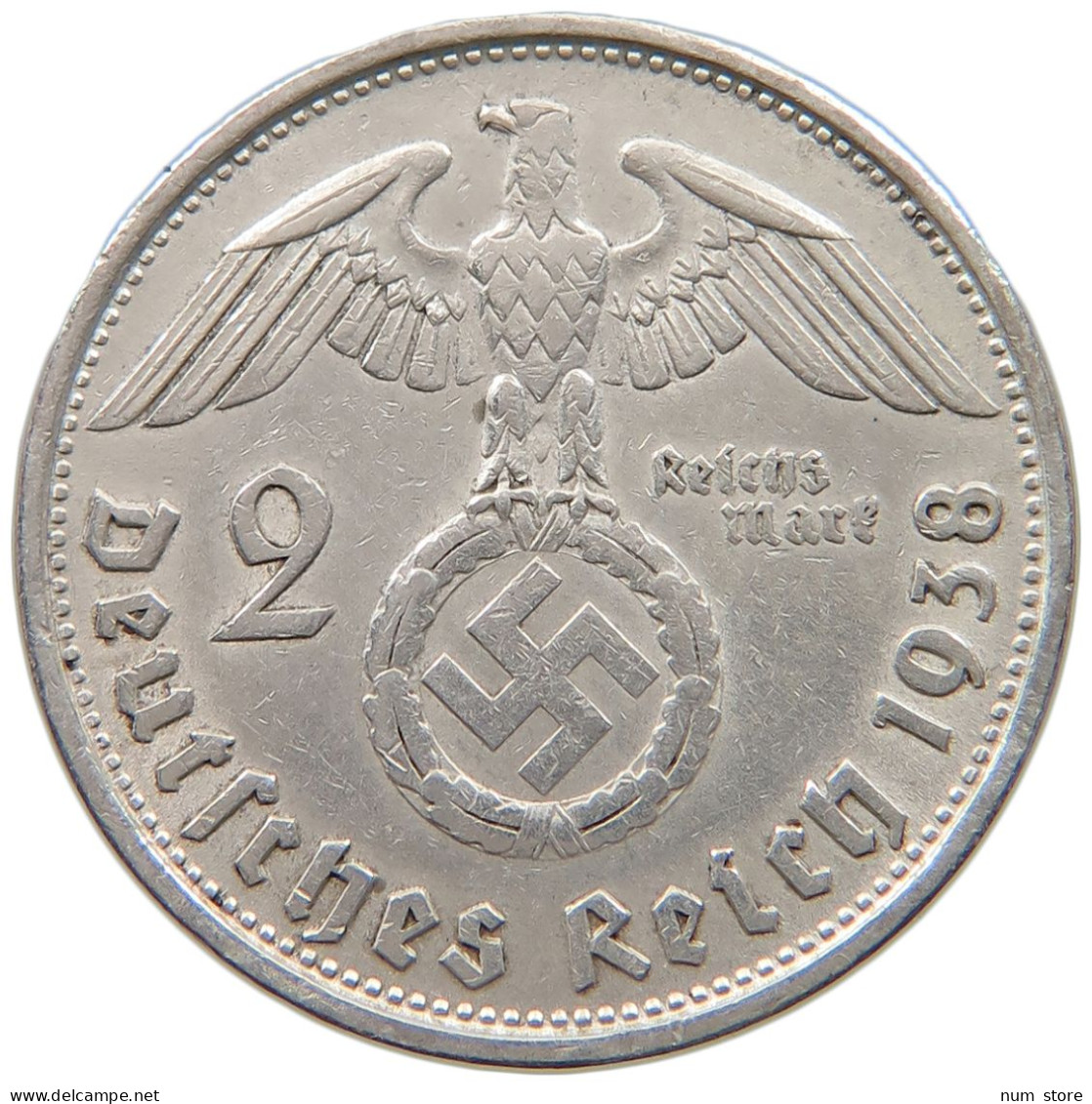 DRITTES REICH 2 MARK 1938 B  #a049 0017 - 2 Reichsmark